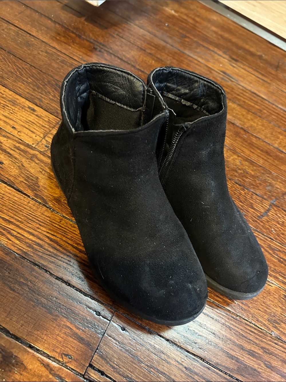 fabkids Black Suede Ankle Booties with Side Zip